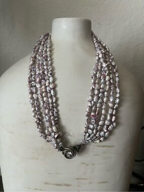Vintage Freshwater Pearl
Necklace, Real Pearl Choker, Rice Pearls
